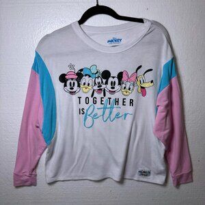 Disney Size XS Oversized Lounge Comfy Long Sleeve Top Mickey Minnie Mouse Goofy
